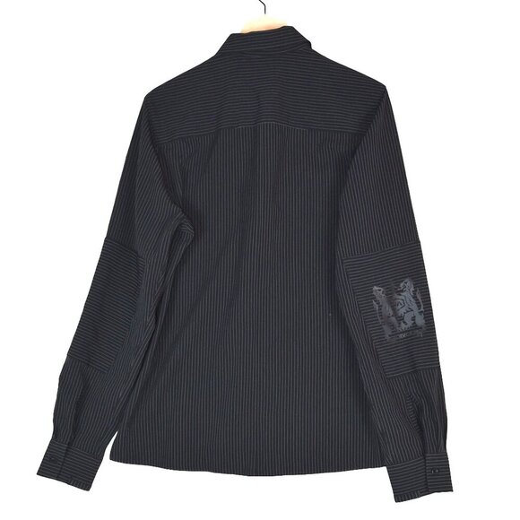 RVCA Tenore Pinstripe Button Shirt L Graphic Arm Patch Y2K Grunge Skater Surf - Picture 4 of 11